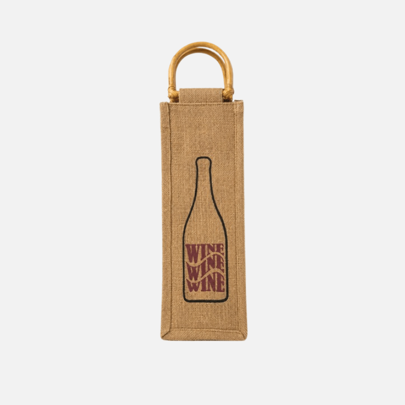 Premium Jute Wine Bag with bamboo Handle